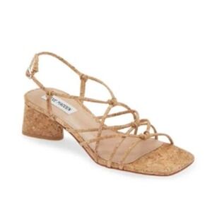 Steve Madden Sz 6 Sandals Gold & Cork Strappy Beach Party Sydnee Womens‎